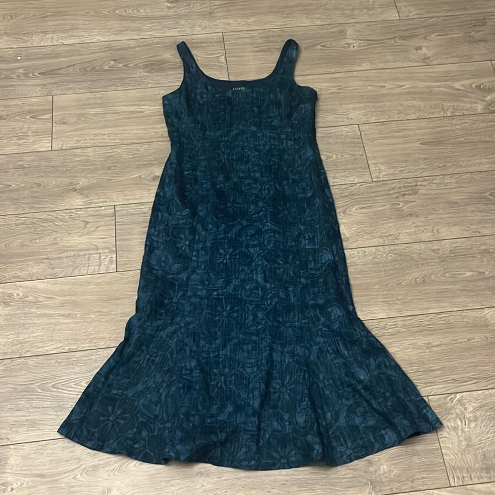 Lauren Ralph Lauren Dark Teal Floral Maxi Dress